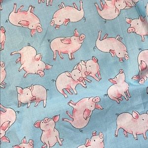 Cotton scrub cap/face mask combo, Pigs